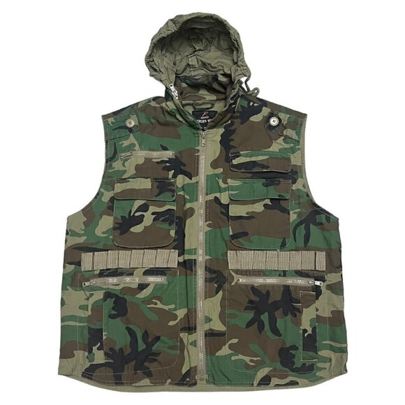 Vintage ROTHCO Ranger Vest Outdoor Forest Army Camo Vest - Mens Medium - Picture 1 of 5
